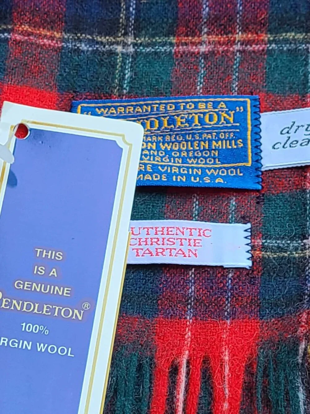Pendleton Red Plaid 100% Virgin Wool Authentic Christie Tartan Scarf NWT